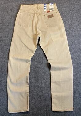 Vintage Wranger Cowboy Cut Slim Fit Men's Beige Cotton Denim Straight Jeans